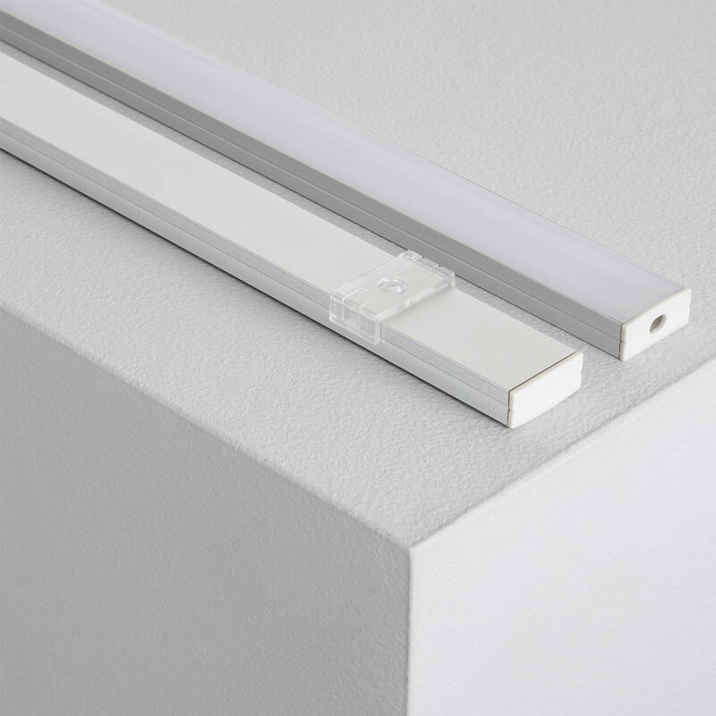 Imagem de Perfil de Alumínio Superfície com Tampa Continua para Fita Dupla LED até 20 mm
