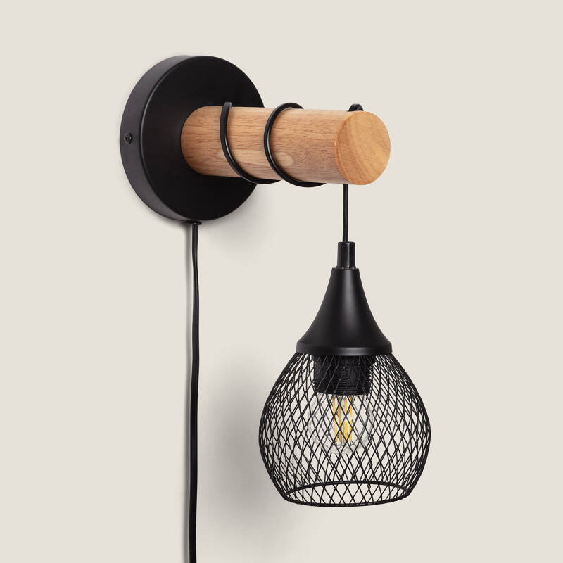 Lámpara de Pared de Madera y Metal Monah 