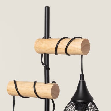Imagen de Lámpara de Pie Aluminio y Madera Monah