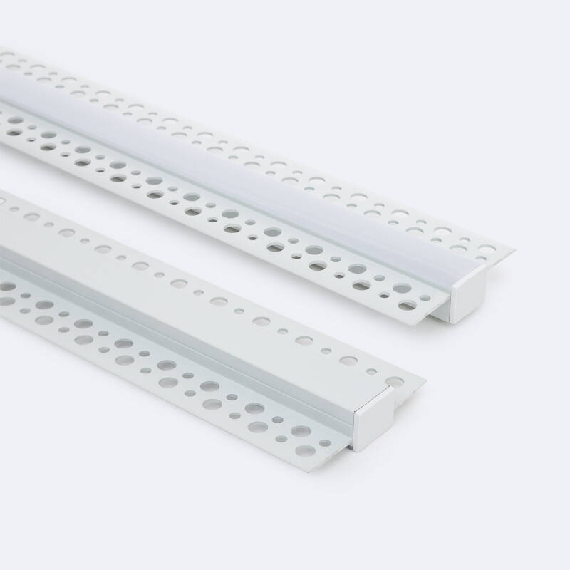 Imagem de Perfil Alumínio Integração em Gesso / Pladur para Fita LED até 15 mm com Tampa Contínua