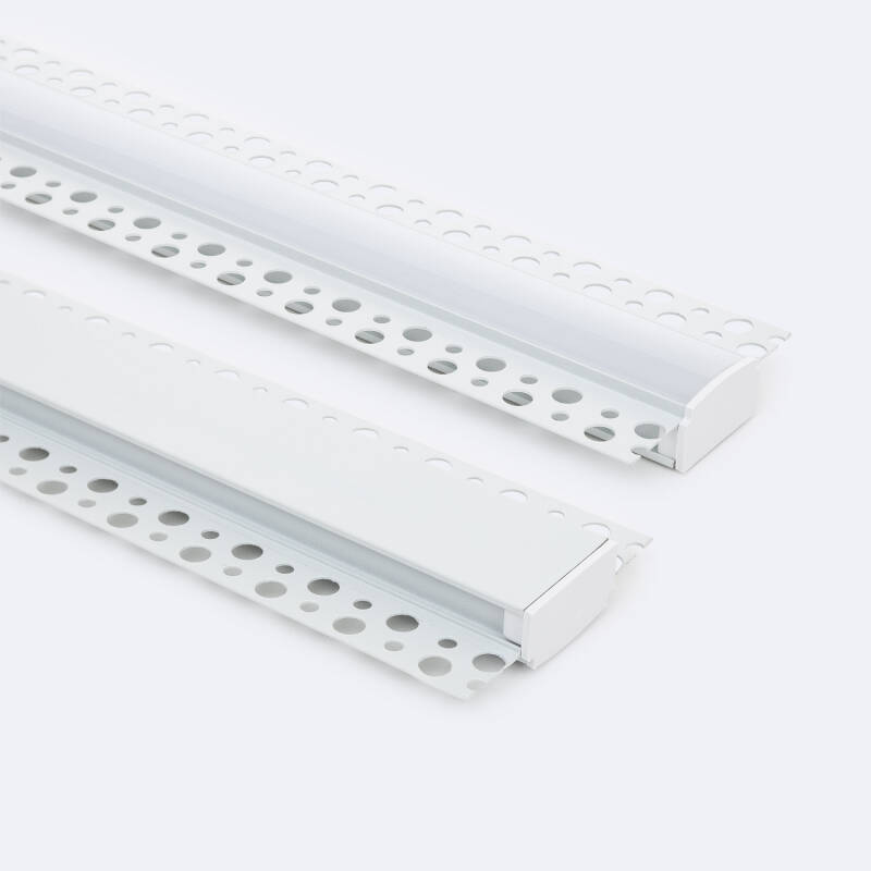 Imagem de Perfil Alumínio Integração em Gesso / Pladur para Fita LED até 20 mm com Tampa Contínua