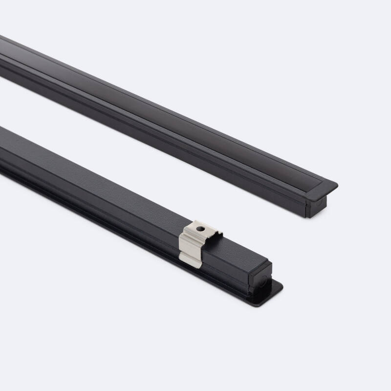Imagen de Perfil Aluminio Empotrable Estrecho para Tiras LED hasta 6 mm con Tapa Continua