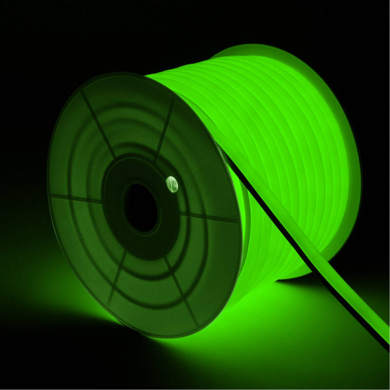 Imagen de Tira LED Neón Regulable 220V BOBINA 50m Verde Semicircular 180 7.5W/m Corte 100cm IP67