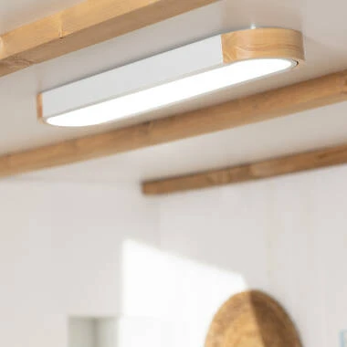 Imagen de Plafón LED 18W Madera y Aluminio 140x650 mm CCT Seleccionable Dari Lang