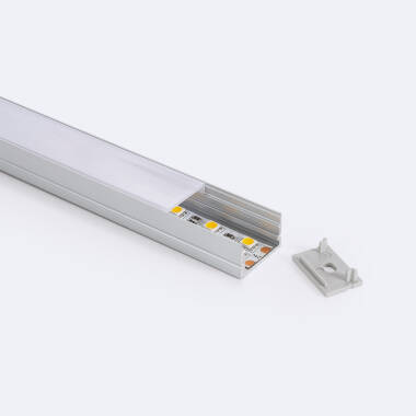 Perfil de Alumínio Superfície com Tampa Contínua para Fitas LED até 20mm