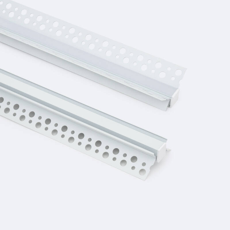Imagem de Perfil Alumínio Integração em Gesso / Pladur Esquina Interior Fita LED até 9 mm com Tampa Contínua