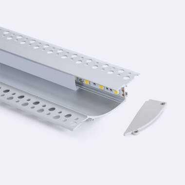 Perfil de Alumínio Encastrável Para Gesso/Pladur 2m Para Fita LED até 12mm