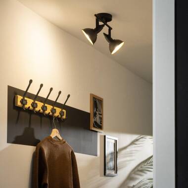 Imagen de Lámpara de Techo Orientable Metal 2 Focos Negro Emer