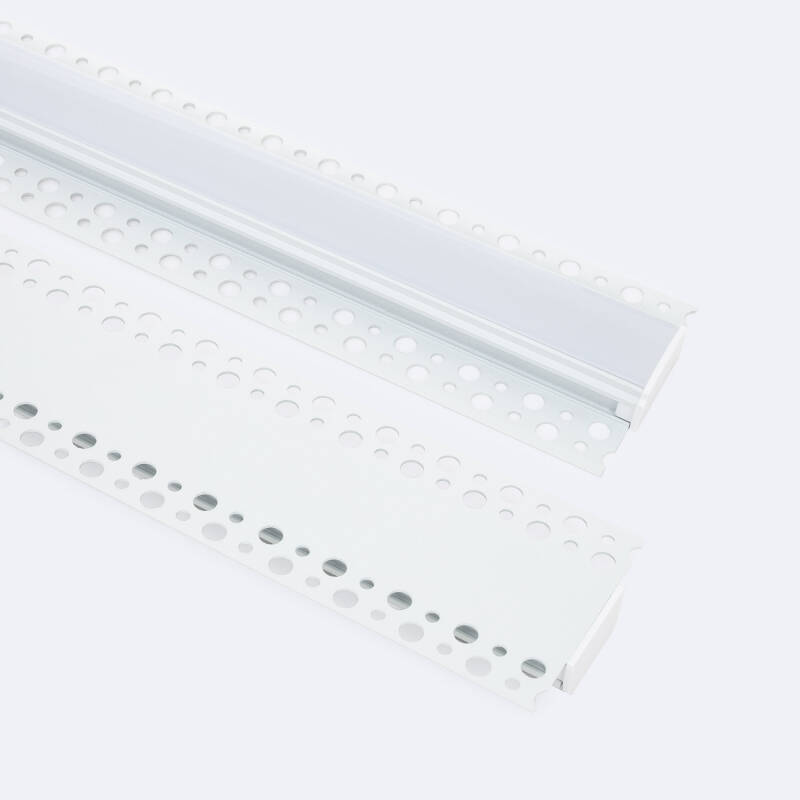 Imagem de Perfil Alumínio Integração em Gesso / Pladur para Fita LED até 20 mm com Tampa Contínua