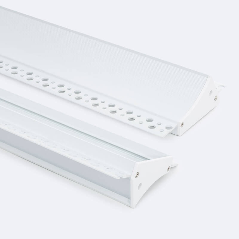Imagem de Perfil Alumínio Encastrável para Gesso / Pladur para Fita LED até 20mm com Tampa Contínua