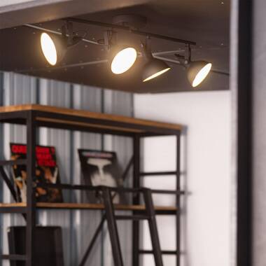 Imagen de Lámpara de Techo Orientable Metal 4 Focos Negro Emer