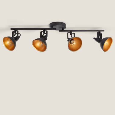 Imagen de Lámpara de Techo Orientable Metal 4 Focos Negro Emer