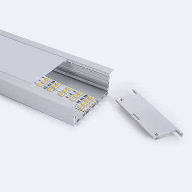 Perfil de Encastrável de Alumínio Tamanho Grande com Tampa Contínua para Fita LED até 60mm