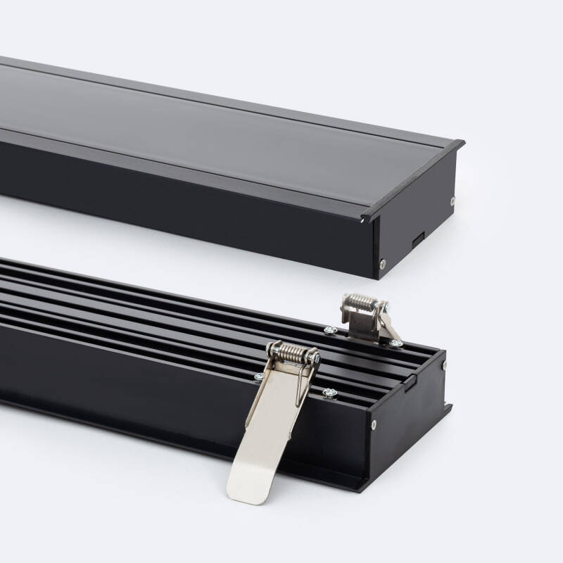 Imagen de Perfil de Aluminio Empotrable Gran Tamaño con Tapa Continua para Tiras LED hasta 60mm