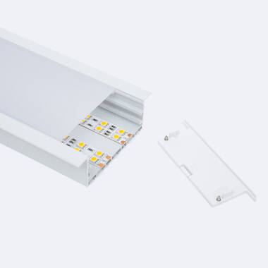 Perfil de Encastrável de Alumínio Tamanho Grande com Tampa Contínua para Fita LED até 60mm