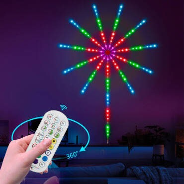 Fita LED Digital SPI RGBIC Kit Efeito Fogo de Artifício com Controle por App e Comando