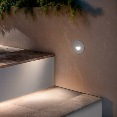 Imagem de Baliza Exterior LED 2W Encastrável na Parede Circular Branco Guell
