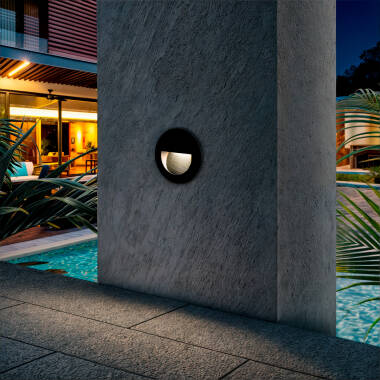 Imagen de Baliza Exterior LED 3W Empotrable Aluminio Pared Circular Negro Olite