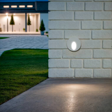Imagem de Baliza Exterior LED 3W Encastrável de Parede Circular Branca Boiler 