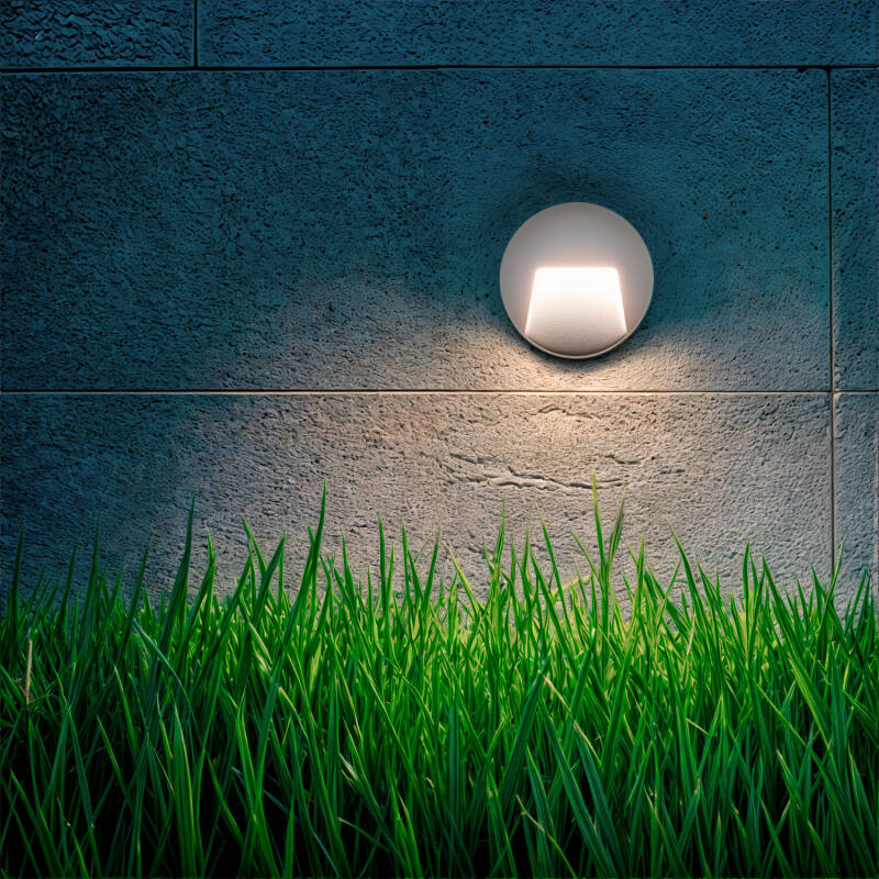 Produto de Baliza Exterior LED 3W Superfície de Parede Circular Branca Nilsa 