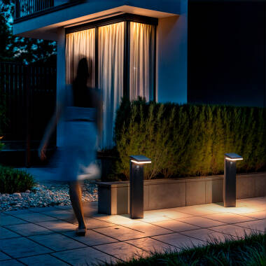 Imagem de Baliza de Pé Exterior Solar LED 5W 50cm Alumínio com Sensor de Movimento Edwan