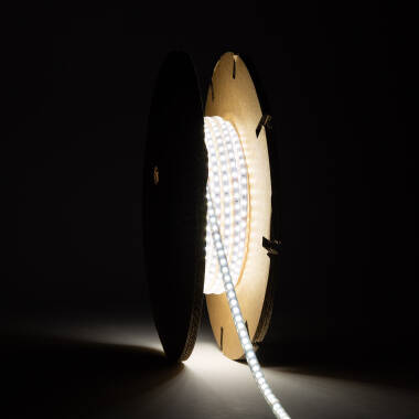 Rolo de Fita LED SMD2025 Auto-rectificada 220V AC 120 LED/m IP65 20m Largura 6,5mm Corte 10cm