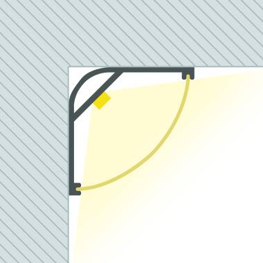 Perfil de Alumínio Esquina Circular com Tampa Contínua para Fita LED até 20 mm