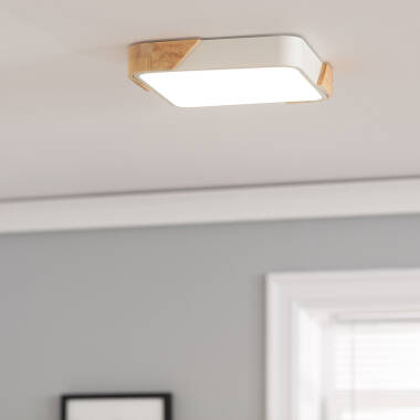 Imagen de Plafón LED 18W Cuadrado Madera y Aluminio 325x325 mm CCT Seleccionable Semi-Dari