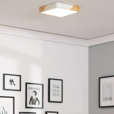 Imagen de Plafón LED 18W Cuadrado Madera y Aluminio 325x325 mm CCT Seleccionable Semi-Dari