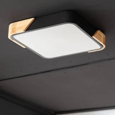Imagen de Plafón LED 18W Cuadrado Madera y Aluminio 325x325 mm CCT Seleccionable Semi-Dari