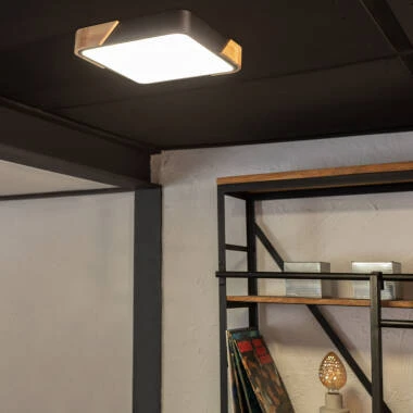 Imagen de Plafón LED 18W Cuadrado Madera y Aluminio 325x325 mm CCT Seleccionable Semi-Dari
