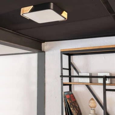 Imagen de Plafón LED 18W Cuadrado Madera y Aluminio 325x325 mm CCT Seleccionable Semi-Dari