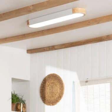 Imagen de Plafón LED 18W Madera y Aluminio 140x650 mm CCT Seleccionable Dari Lang