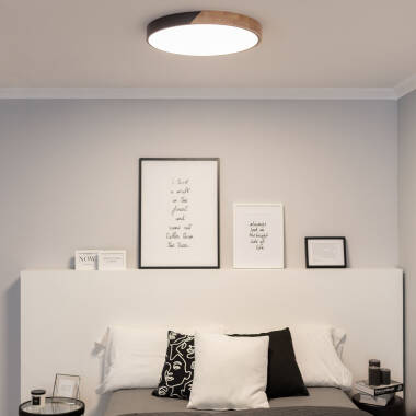 Imagem de Plafón LED 36W Circular Madeira e Alumínio Ø500 mm CCT Selecionável Semi-Dari