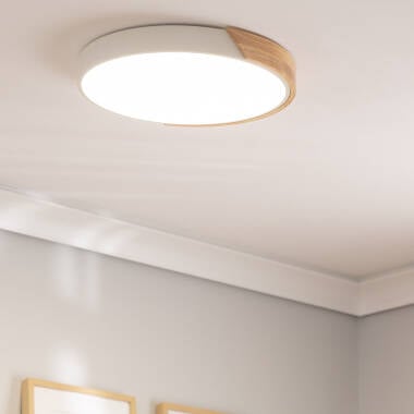 Imagem de Plafón LED 24W Circular Madeira e Alumínio Ø418 mm CCT Selecionável Semi-Dari
