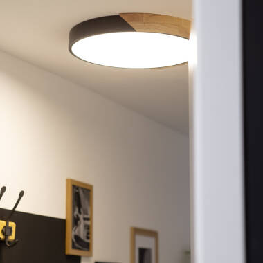 Imagem de Plafón LED 24W Circular Madeira e Alumínio Ø418 mm CCT Selecionável Semi-Dari