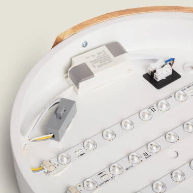 Imagem de Plafón LED 18W Circular em Madeira e Alumínio Ø320 mm, CCT Selecionável, Semi-Dari