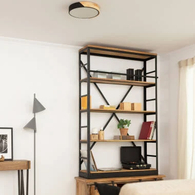 Imagem de Plafón LED 18W Circular em Madeira e Alumínio Ø320 mm, CCT Selecionável, Semi-Dari