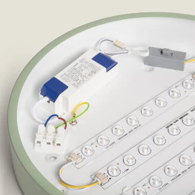Imagem de Plafón LED 18W Circular em Madeira e Alumínio Ø320 mm, CCT Selecionável, Semi-Dari