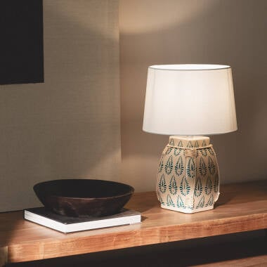Imagen de Lámpara de Mesa Cerámica y Tela Ariché