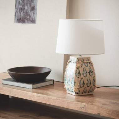 Imagen de Lámpara de Mesa Cerámica y Tela Ariché
