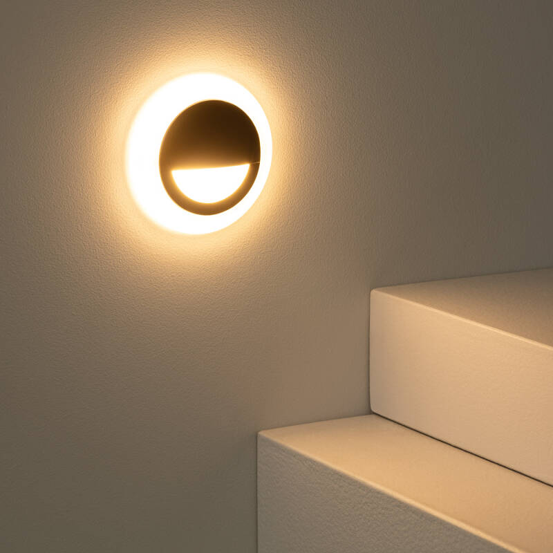Imagem de Baliza LED de 3 W Encastrável em Alumínio Parede Circular Preta Occulare