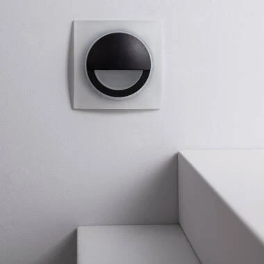 Baliza LED 3W Empotrable Aluminio Pared Cuadrado Negro Occulare