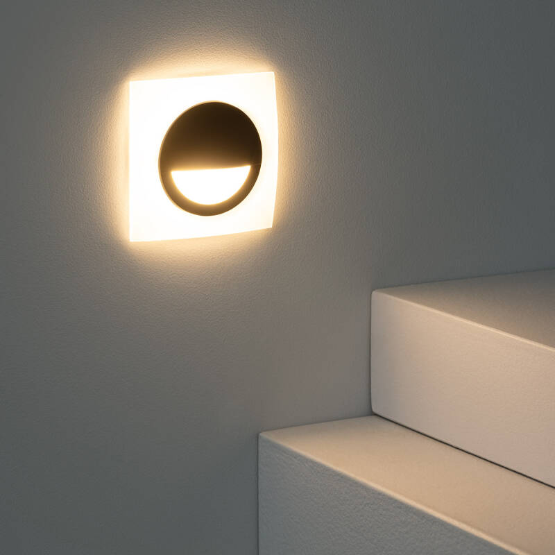 Imagen de Baliza LED 3W Empotrable Aluminio Pared Cuadrado Negro Occulare