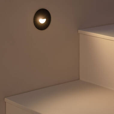 Imagen de Baliza Exterior LED 2W Empotrable Aluminio Pared Circular Negro Guell