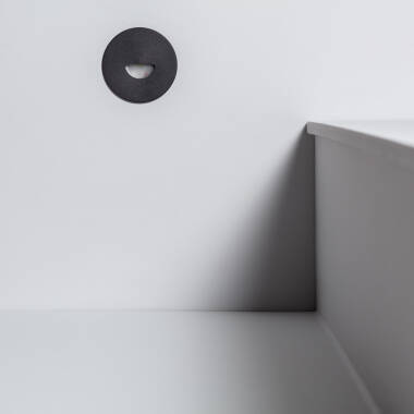 Imagen de Baliza Exterior LED 2W Empotrable Aluminio Pared Circular Negro Guell