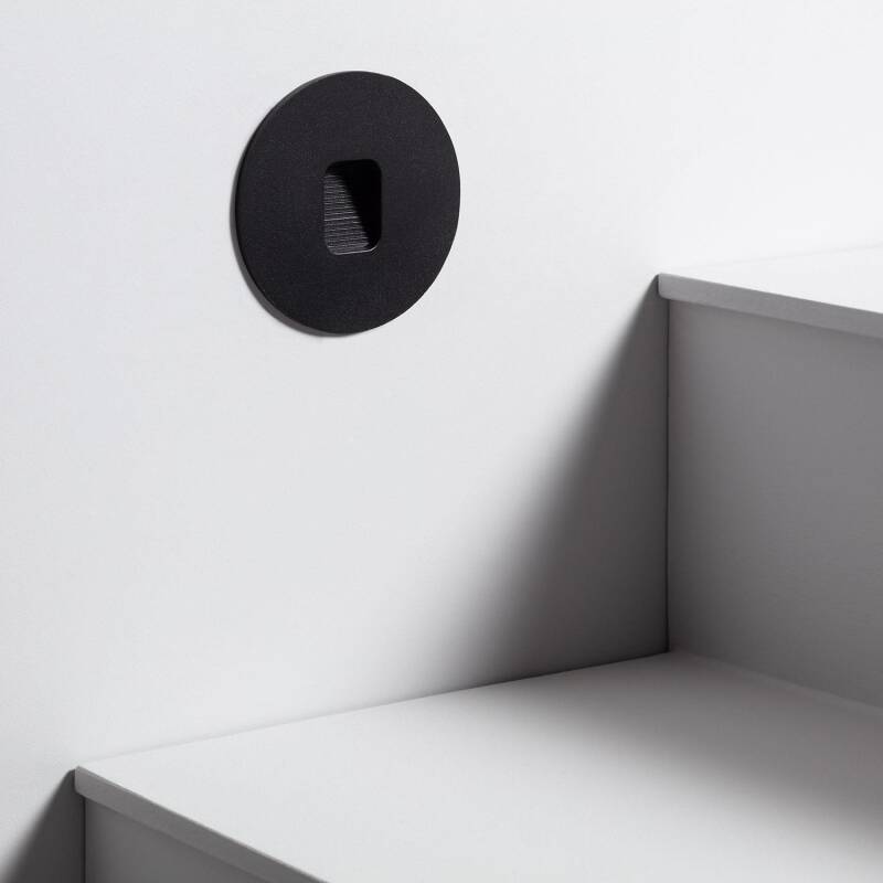 Imagen de Baliza Exterior LED 2W Empotrable Aluminio Pared Circular Negro Olite