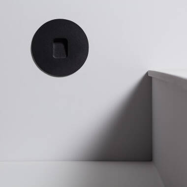 Imagen de Baliza Exterior LED 2W Empotrable Aluminio Pared Circular Negro Olite