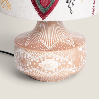 Imagen de Lámpara de Mesa en Tela y Cerámica Agra