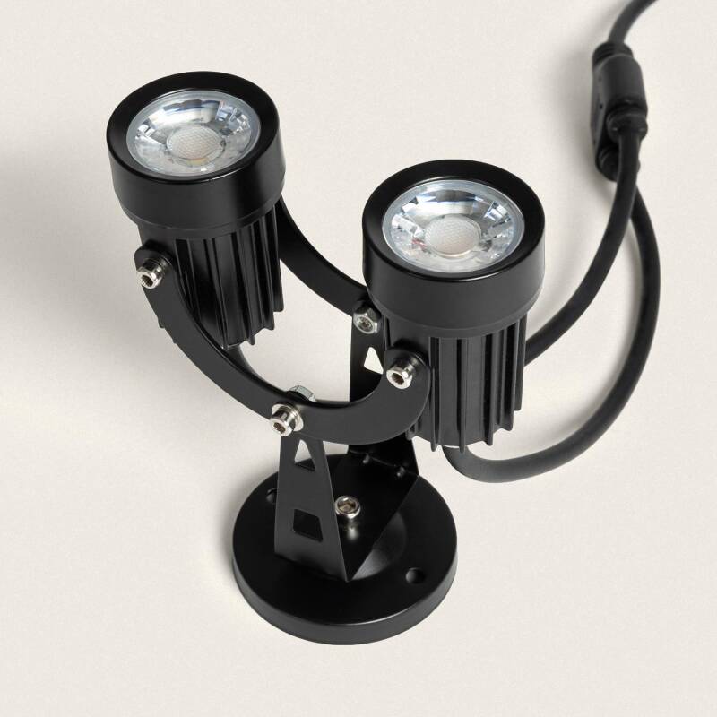 Imagem de Foco Exterior LED Duplo 6W Superfície Alumínio 14cm Hevlot 